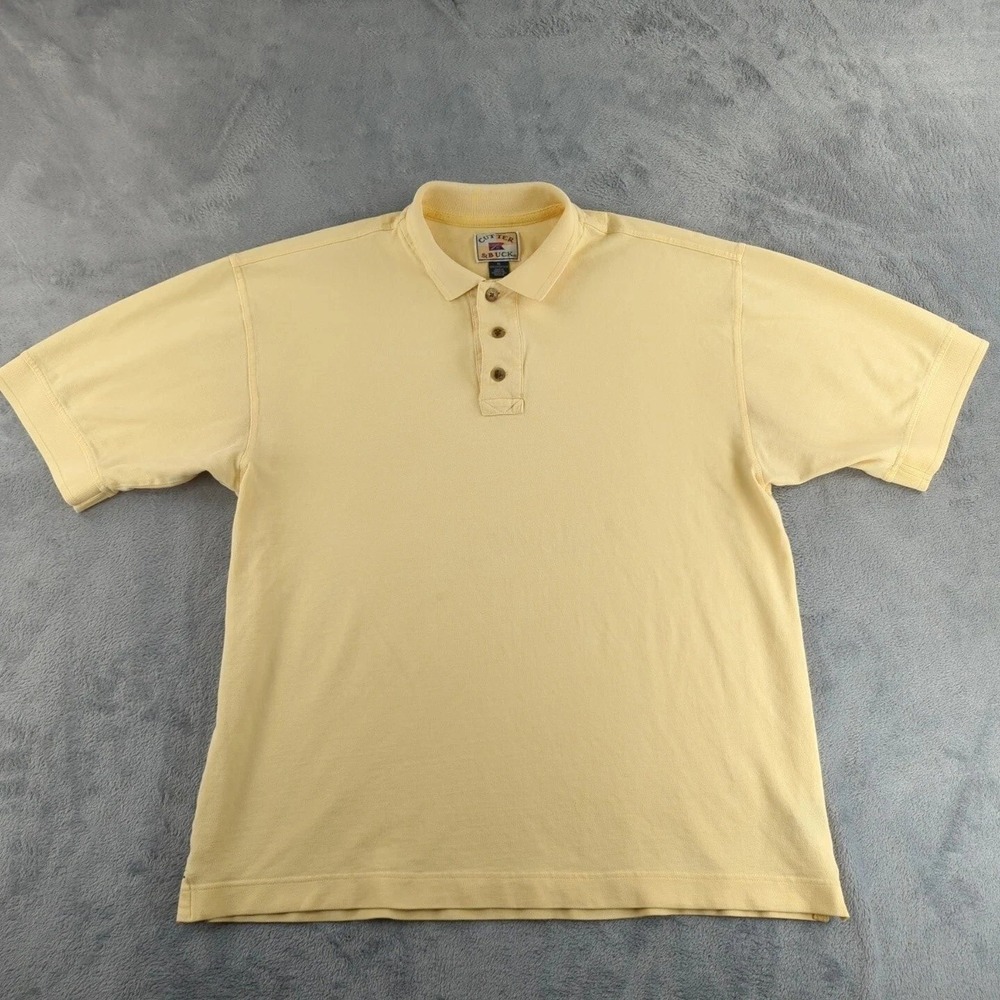 Cutter & Buck Polo Shirt Mens XL Yellow Short Sleeve Golf Casual Cotton Logo